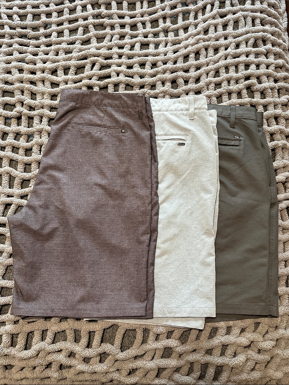 Men's Hurley Shorts - 2 gray, 1 light blue -size 38